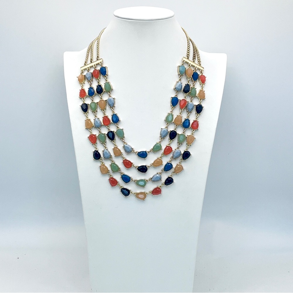 Talbots Multi Colored Multi Strand Gold Tone Neck… - image 1